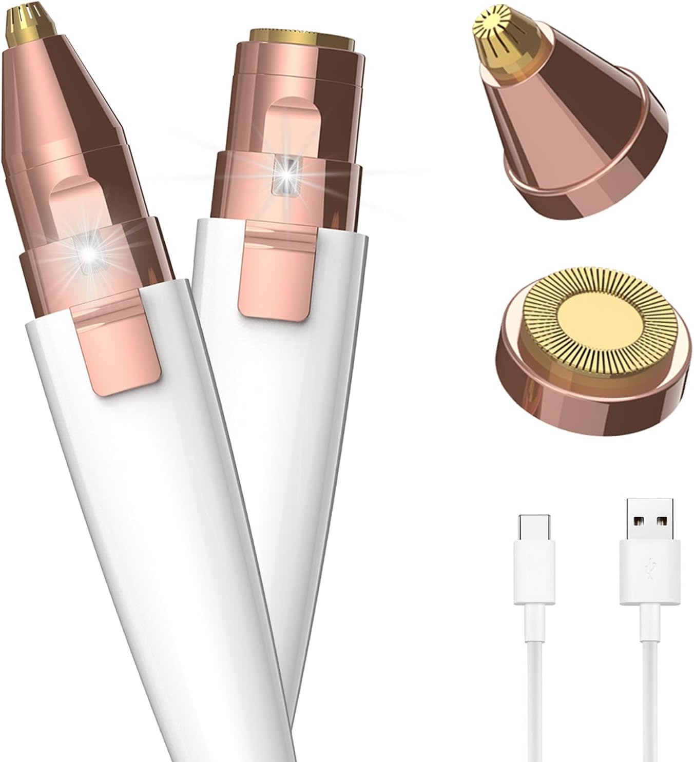 Rechargeable Facial Hair Trimmer with Dual Heads and Built-In Light for Women All Vera Mart