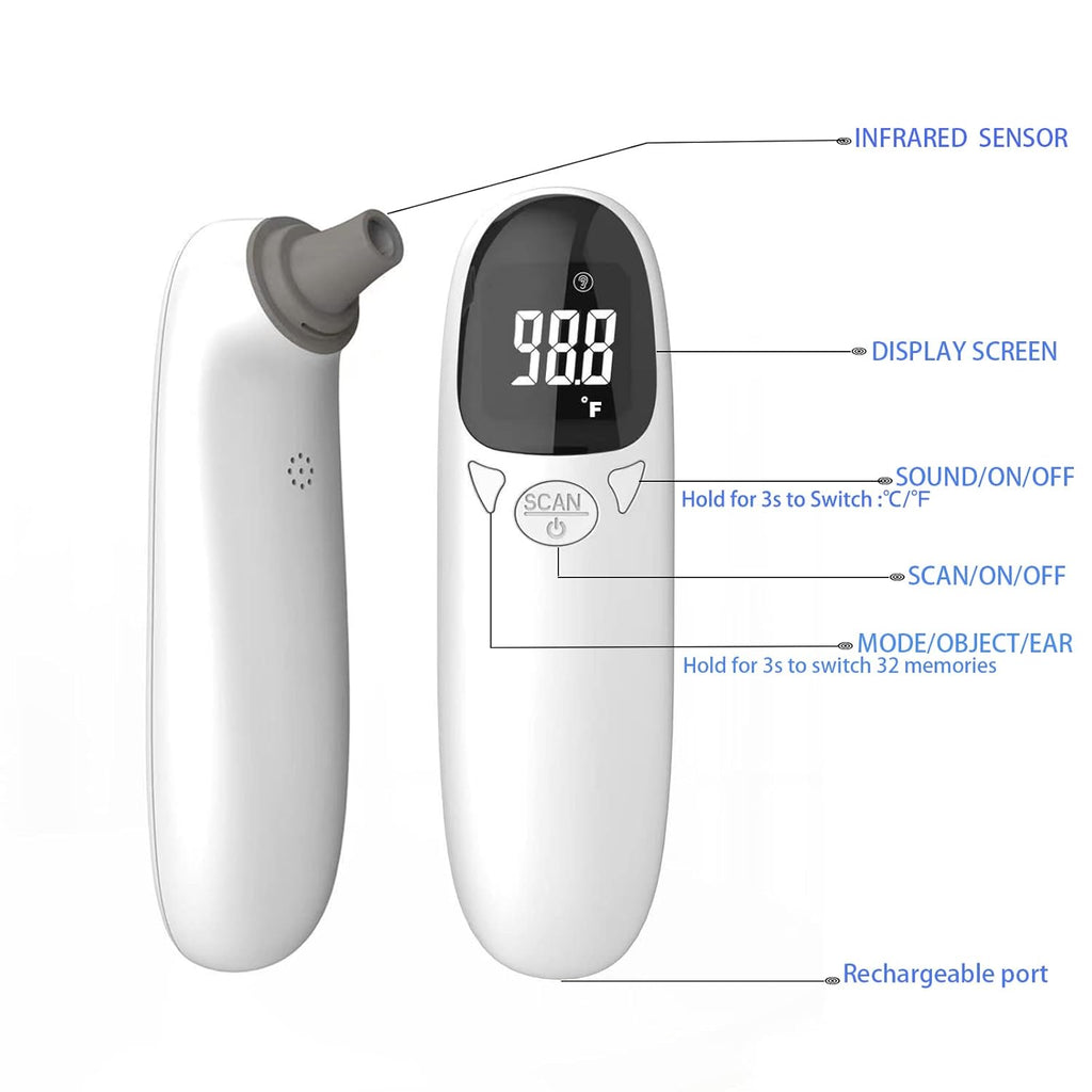 Infrared Ear Thermometer for Pets with LED Display and Memory Storage All Vera Mart