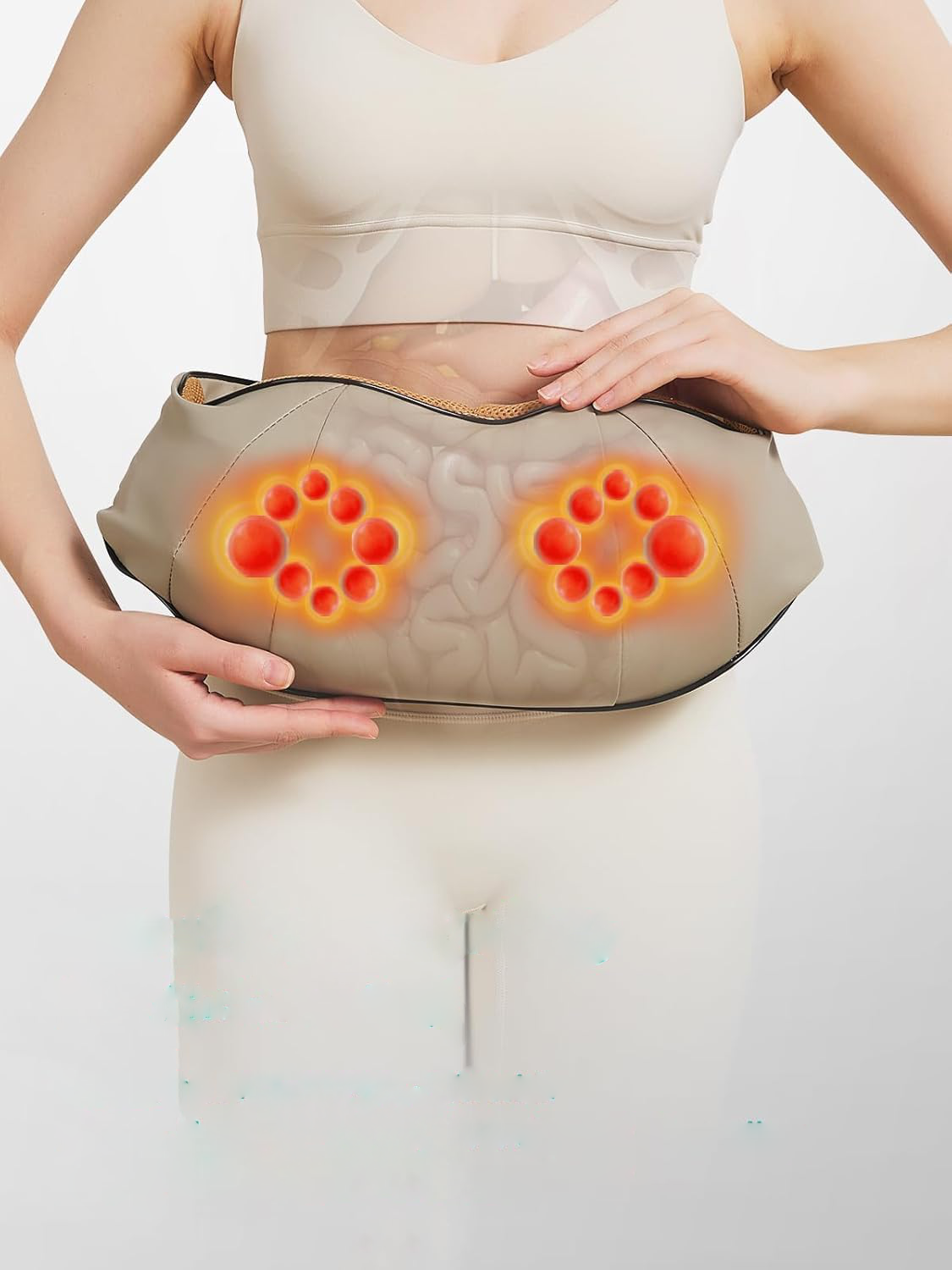 Abdominal Massager with Dual Rotating Heads and Heat Function, Rechargeable All Vera Mart