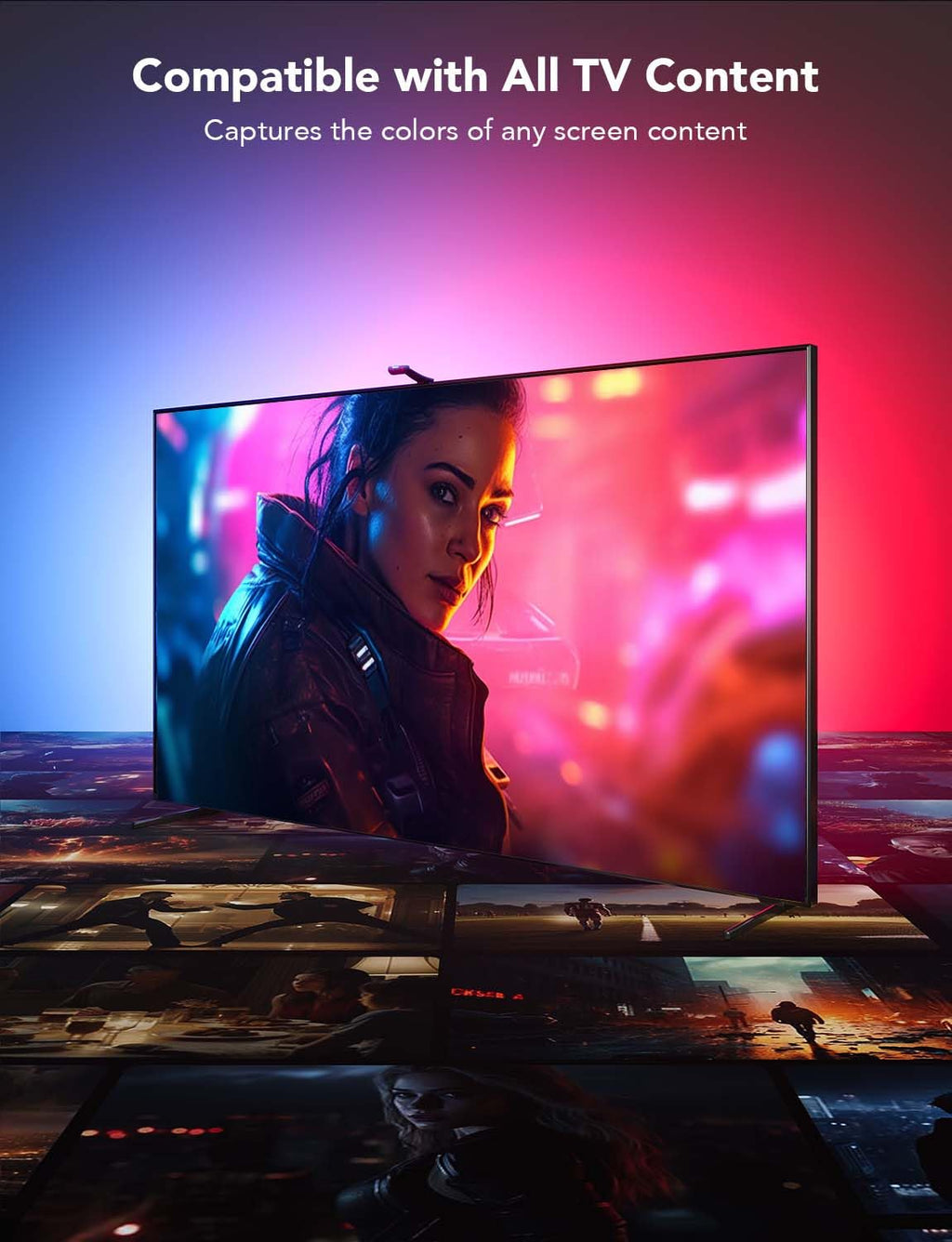 Multicolor TV Backlight Strip with Dual Edge Cameras and App Control for 98-100in TVs, 21ft All Vera Mart