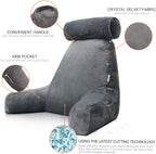 Bed Reading Pillow with Adjustable Neck Rest and Side Pocket, 30x18 Inches All Vera Mart
