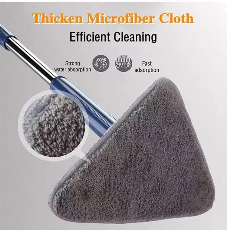 Triangular Spin Mop with 360° Rotation and Extendable Pole, Microfiber Pads All Vera Mart