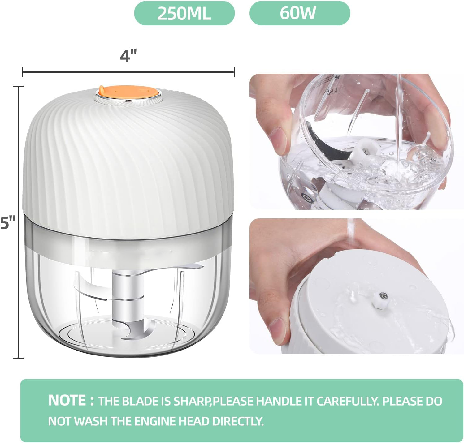 Cordless Electric Vegetable Chopper with Rechargeable Battery and Safety Lock All Vera Mart