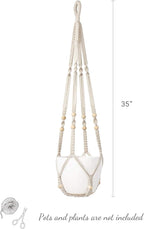 Macramé Plant Hanger with Cotton Cord and Wooden Ring for 9-Inch Pots All Vera Mart