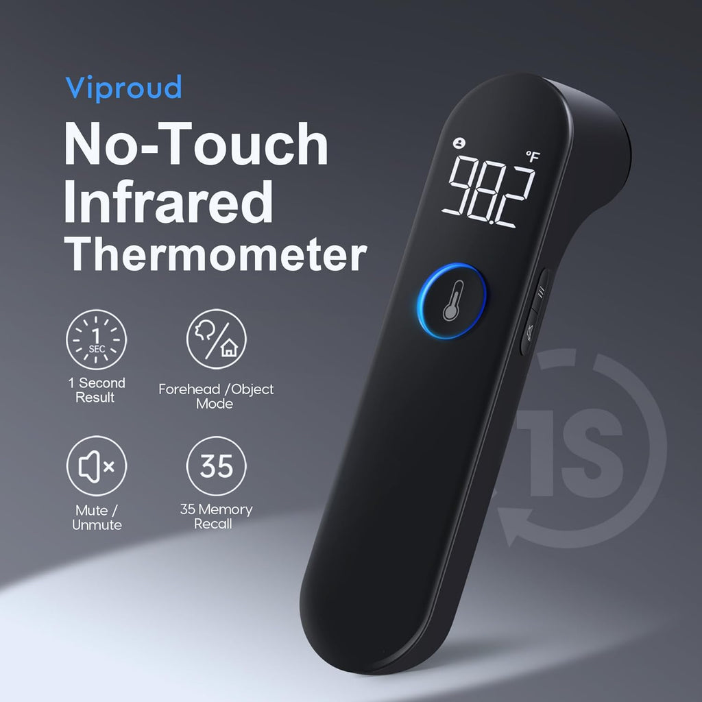 Infrared Forehead Thermometer with Color Coded LED Display and 35 Reading Memory All Vera Mart