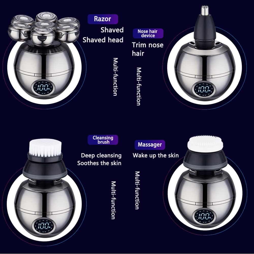 Electric Head Shaver with Seven Floating Blades and Five Grooming Attachments All Vera Mart