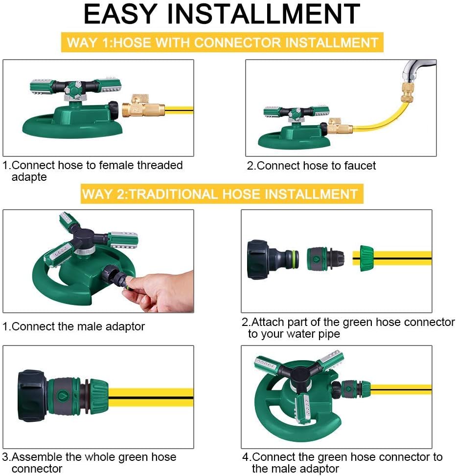 Rotating Lawn Sprinkler with 36 Adjustable Nozzles and 49-Foot Coverage All Vera Mart