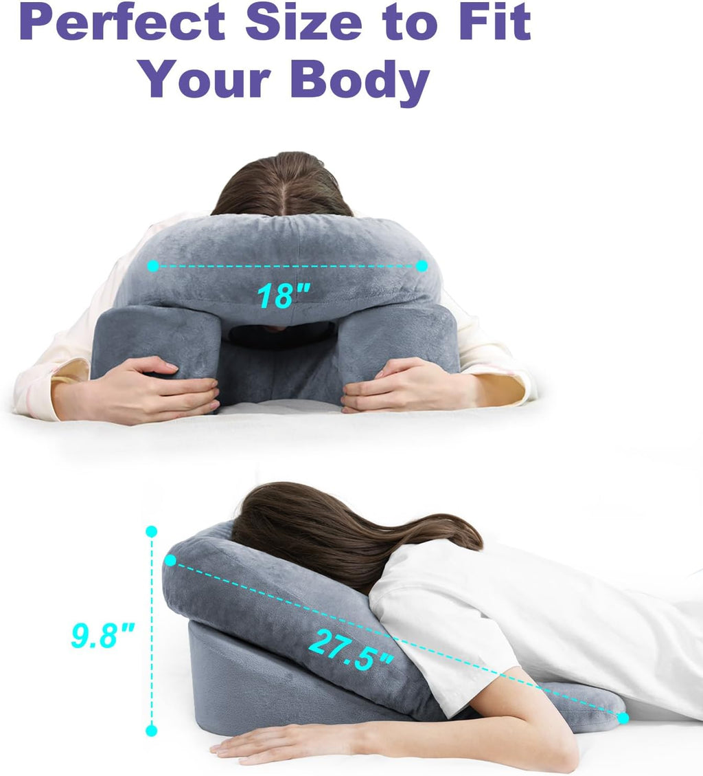 Post Surgery Face Down Pillow with Memory Foam and Adjustable Airflow, Dark Grey All Vera Mart