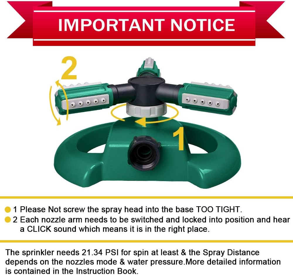 Rotating Lawn Sprinkler with 36 Adjustable Nozzles and 49-Foot Coverage All Vera Mart