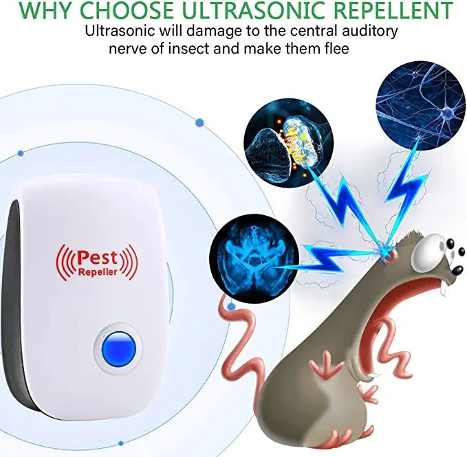 Ultrasonic Pest Repeller with Adaptive Frequency and Low-Power Plug-In 100-800 Sq Ft All Vera Mart