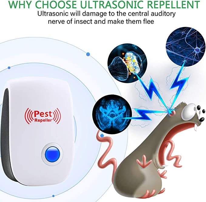 Ultrasonic Pest Repeller with Automatic Frequency Cycling and 800 Square Feet Coverage All Vera Mart