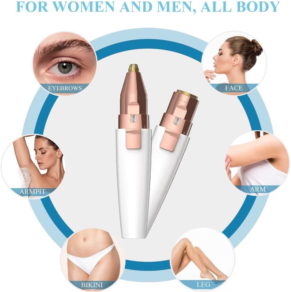 Rechargeable Facial Hair Trimmer with Dual Heads and Built-In Light for Women All Vera Mart