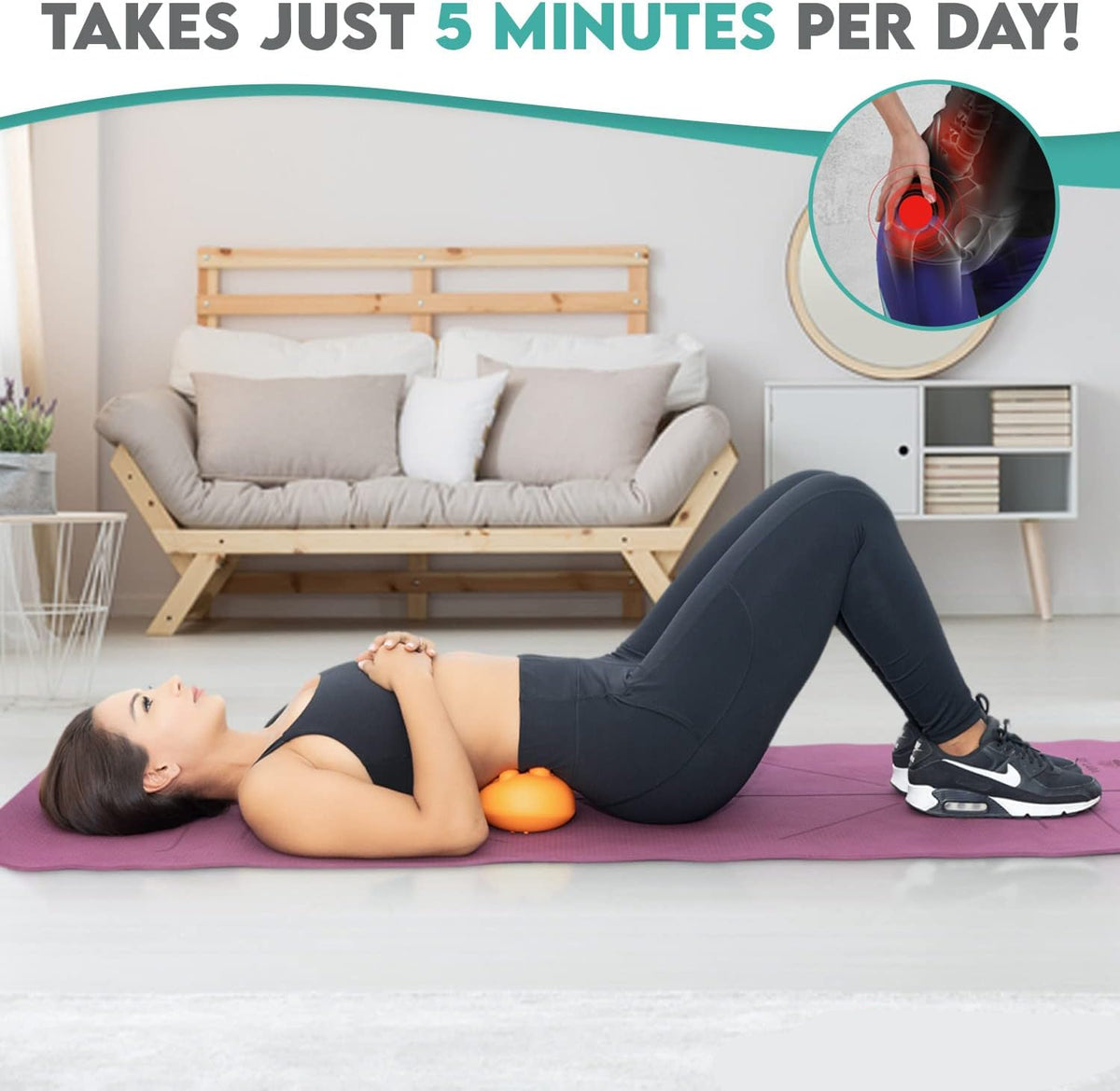 Myofascial Hip Roller with 14 Pressure Nubs and Adjustable Intensity All Vera Mart