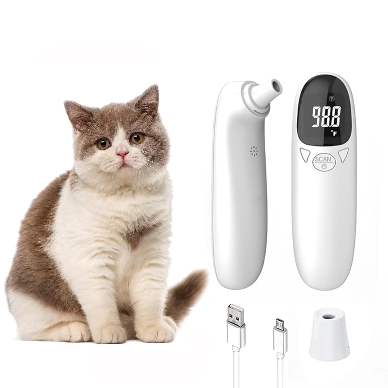 Infrared Ear Thermometer for Pets with LED Display and Memory Storage All Vera Mart