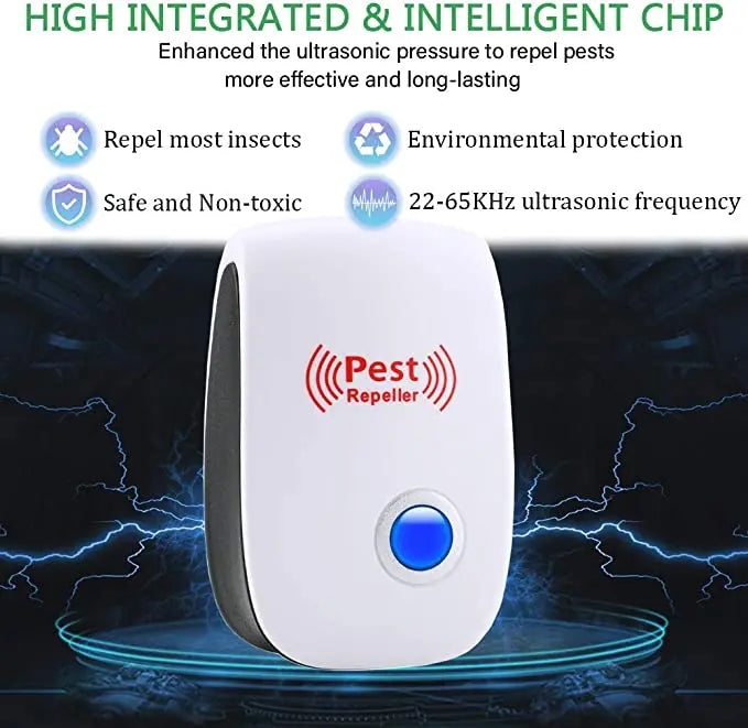 Ultrasonic Pest Repeller with Adaptive Frequency and Low-Power Plug-In 100-800 Sq Ft All Vera Mart