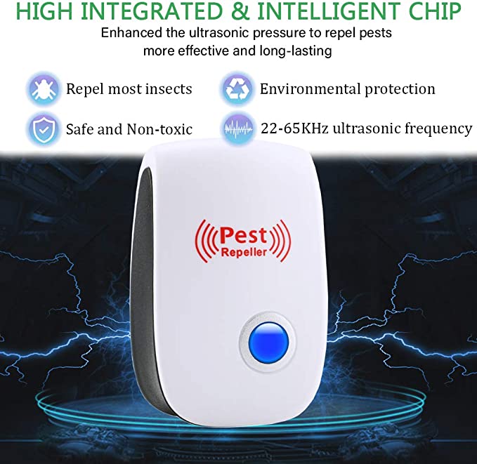 Ultrasonic Pest Repeller with Automatic Frequency Cycling and 800 Square Feet Coverage All Vera Mart
