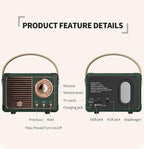 Wireless Speaker with Rotary Dial Control and 6-Hour Battery, Retro Design All Vera Mart
