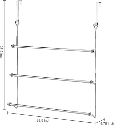 Metal Over Door Towel Rack with Four Bars and No-Drill Installation All Vera Mart