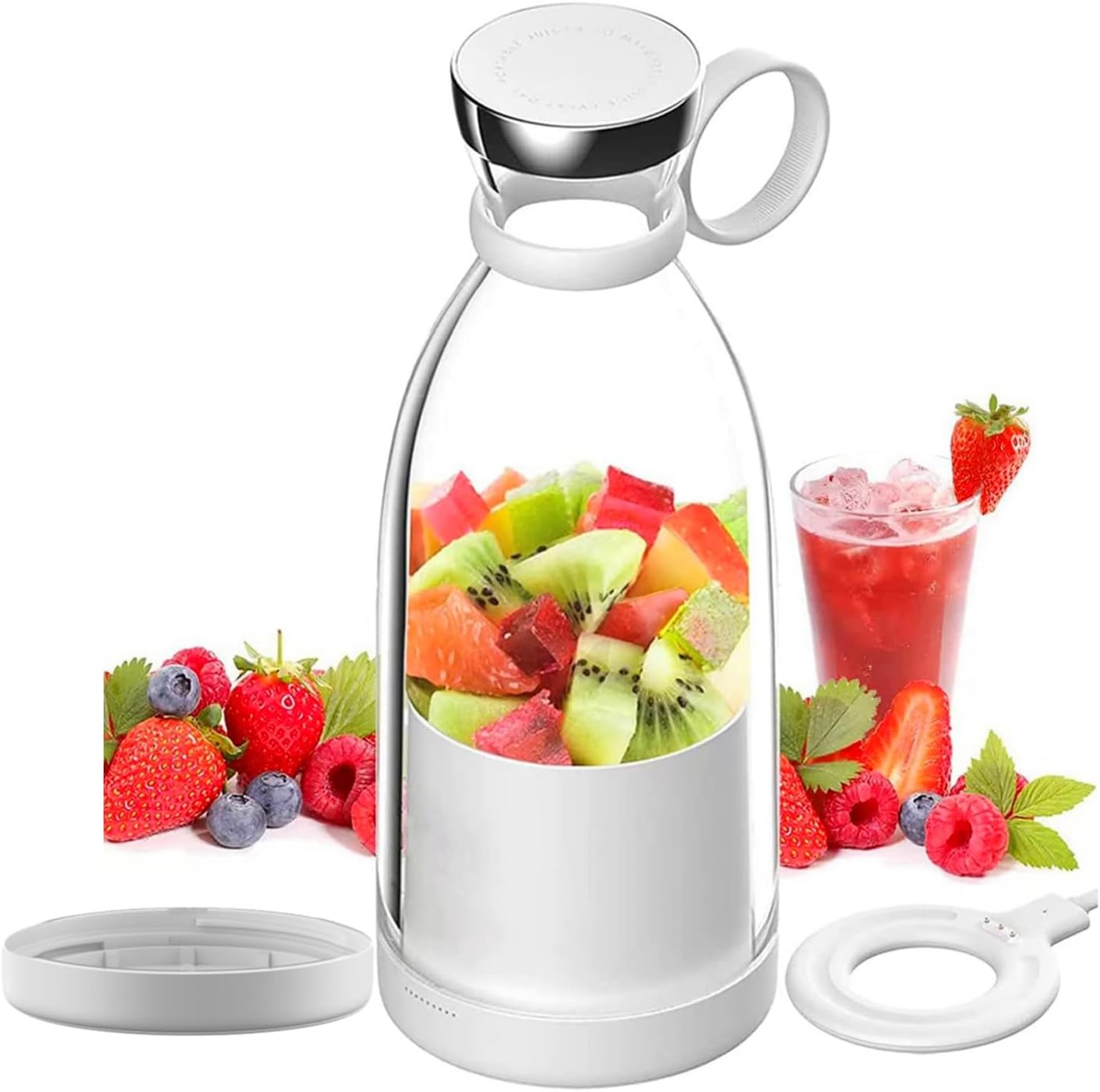 Rechargeable Portable Blender with Stainless Steel Blades and Magnetic Charging, 350ml All Vera Mart