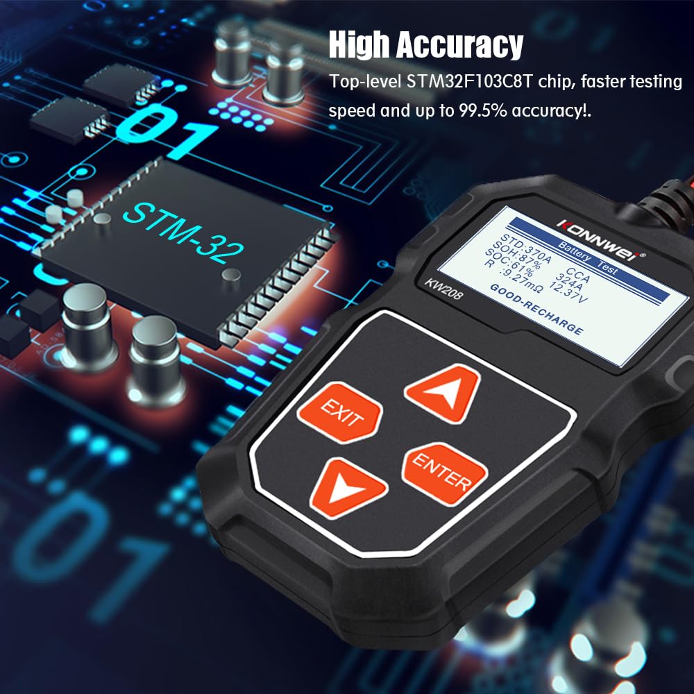 12V Battery and Alternator Tester with In-Vehicle Testing and Polarity Protection All Vera Mart