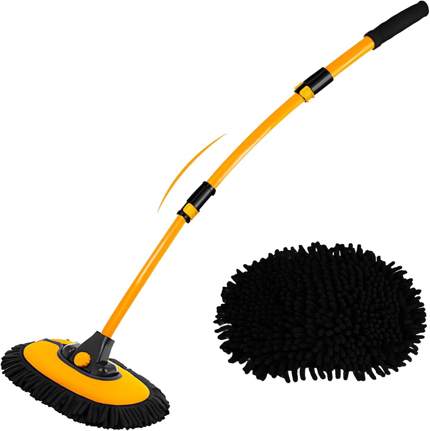 Telescopic Car Wash Brush with Rotating Head and Microfiber Bristles, 19-40 Inches All Vera Mart