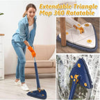 Triangular Spin Mop with 360° Rotation and Extendable Pole, Microfiber Pads All Vera Mart