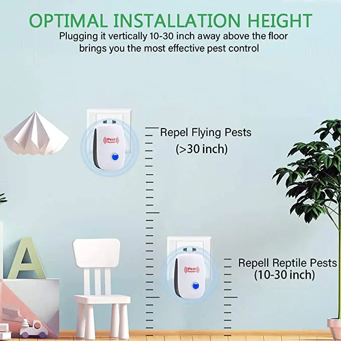 Ultrasonic Pest Repeller with Adaptive Frequency and Low-Power Plug-In 100-800 Sq Ft All Vera Mart