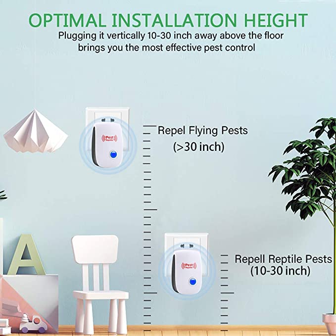 Ultrasonic Pest Repeller with Automatic Frequency Cycling and 800 Square Feet Coverage All Vera Mart