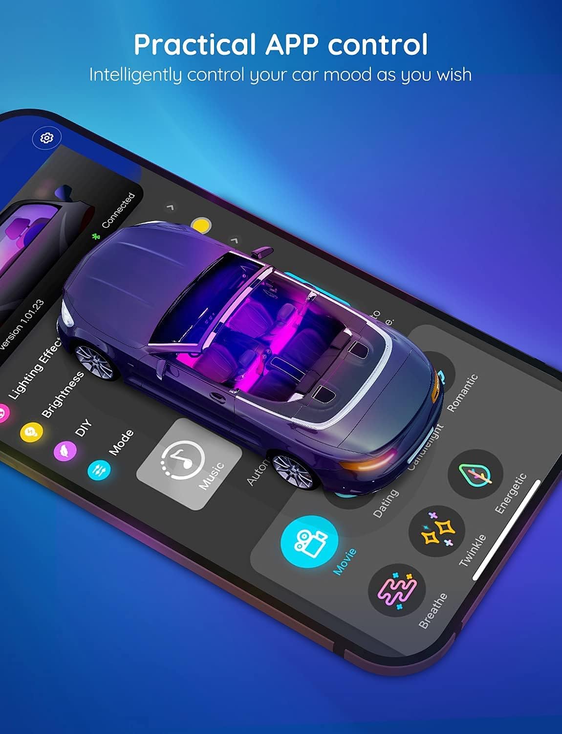LED Car Interior Light Strips with App Control and Music Sync All Vera Mart