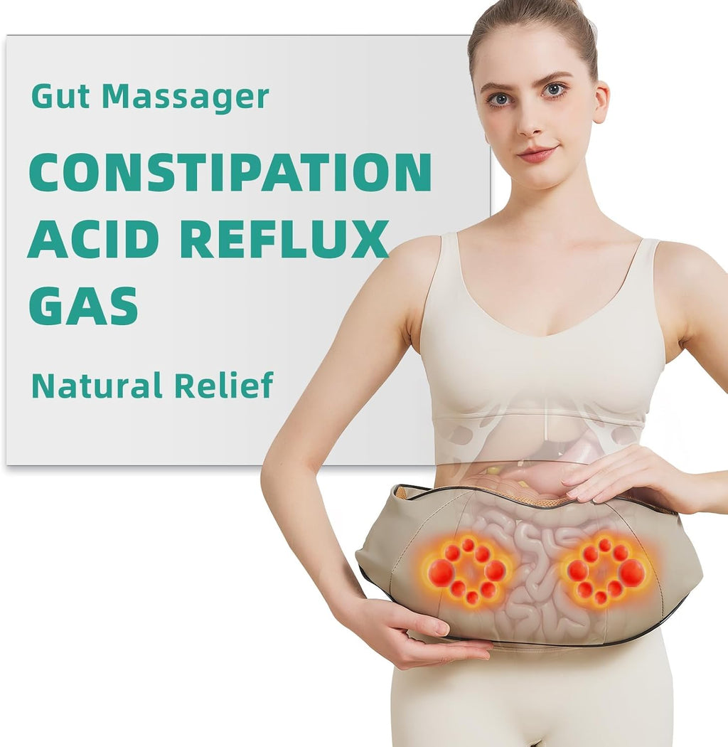Abdominal Massager with Dual Rotating Heads and Heat Function, Rechargeable All Vera Mart