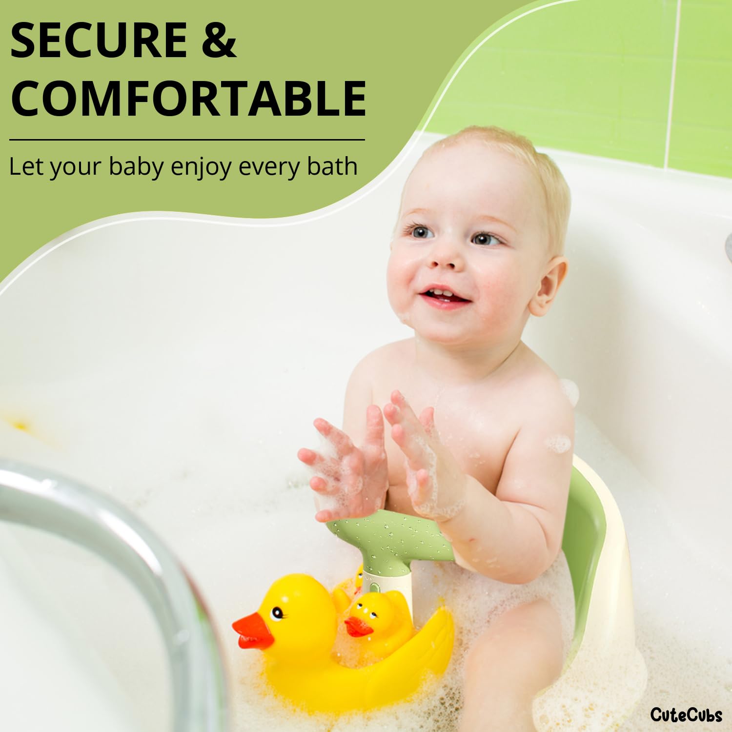 Infant Bath Seat with Wireless Thermometer and Mesh Sling, Suction Cup Base All Vera Mart