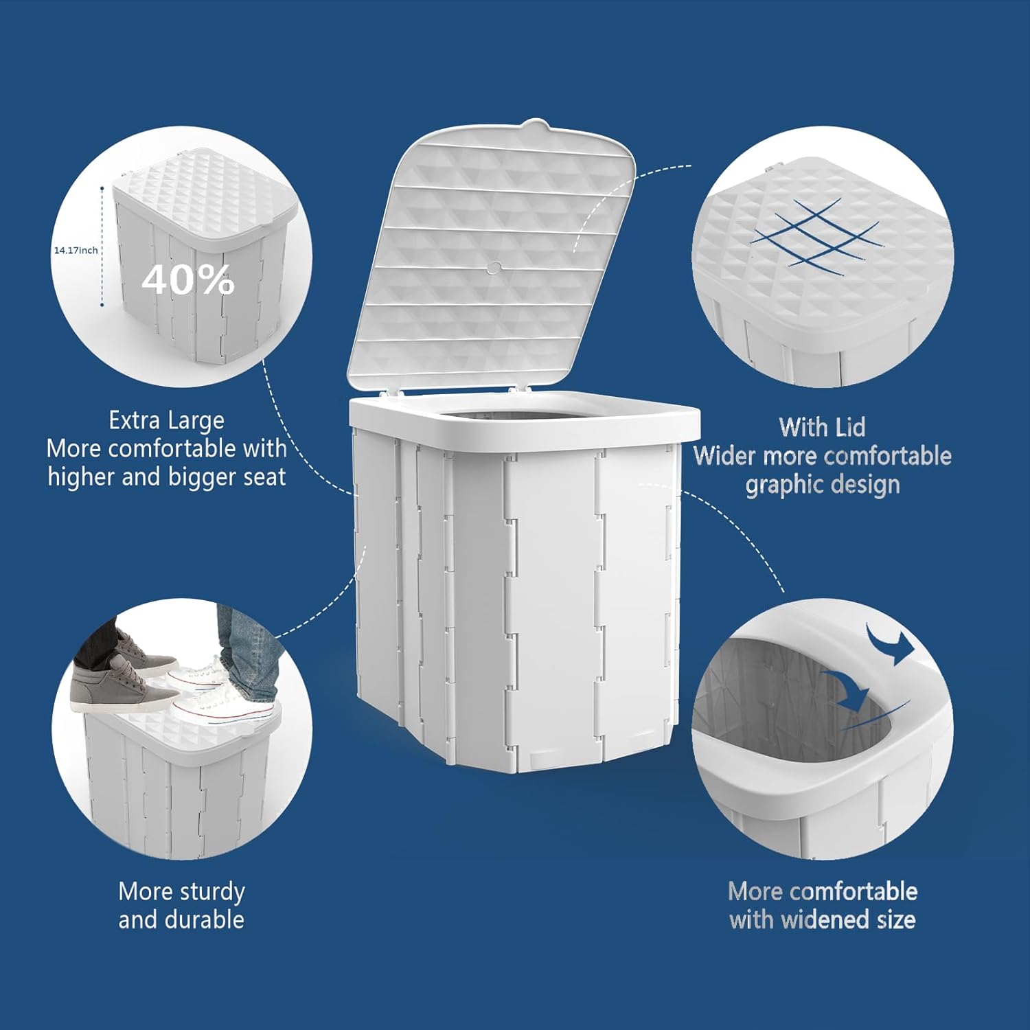 Portable Toilet Seat with Ergonomic Design and Integrated Lid for Camping All Vera Mart