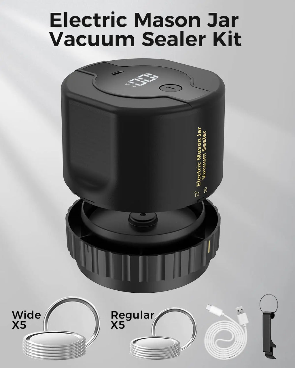 Jar Vacuum Sealer with Cordless Rechargeable Battery and One-Touch Seal All Vera Mart