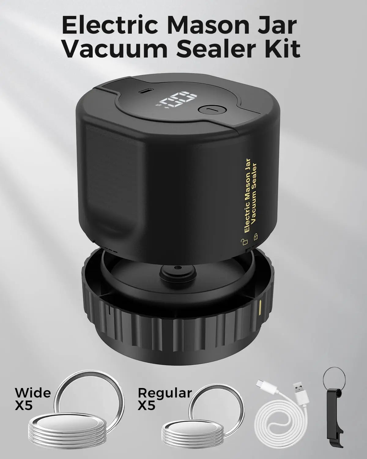 Jar Vacuum Sealer with Cordless Rechargeable Battery and One-Touch Seal All Vera Mart