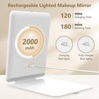 Portable Makeup Mirror with 10X Magnification and LED Lighting, Rechargeable All Vera Mart