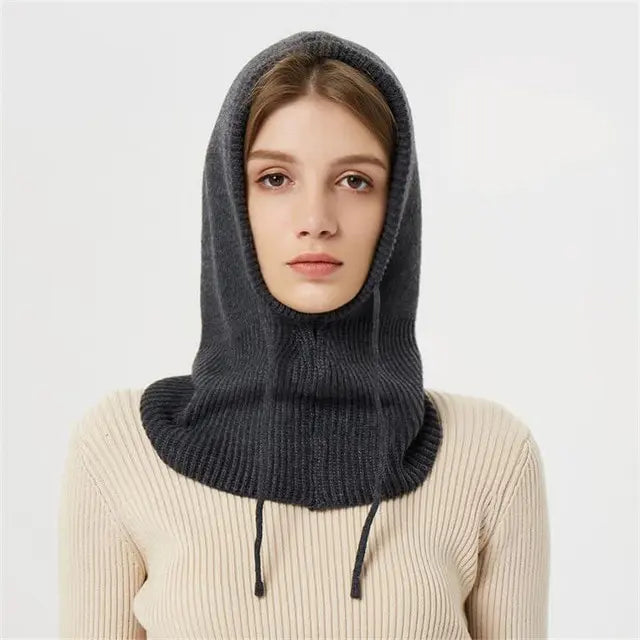 Hooded Cashmere Blend Cap with Adjustable Drawstrings and Lightweight Packable Design All Vera Mart