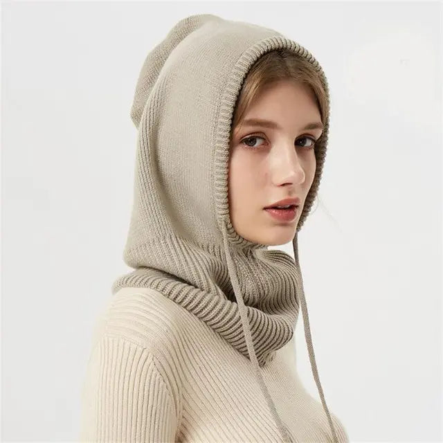 Hooded Cashmere Blend Cap with Adjustable Drawstrings and Lightweight Packable Design All Vera Mart