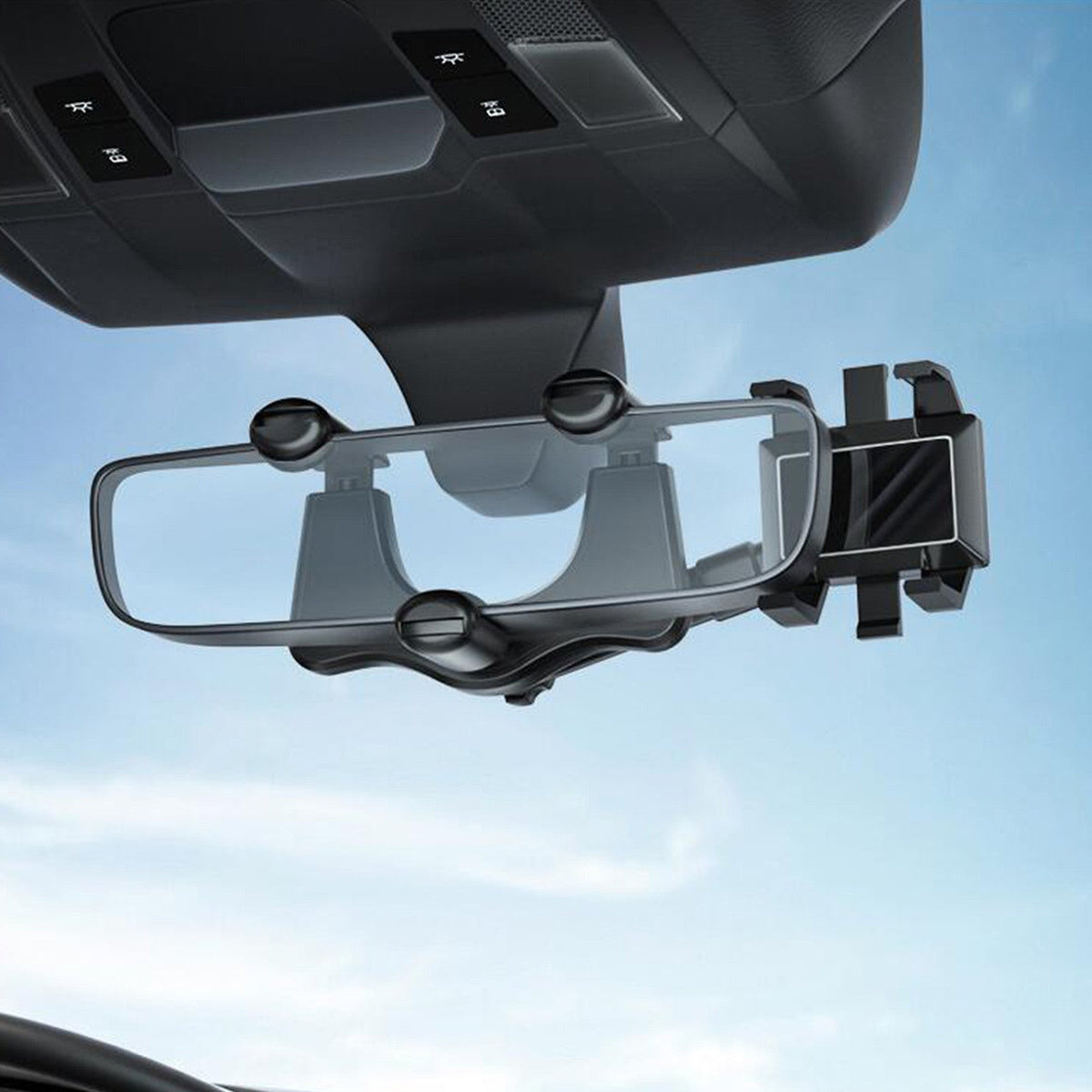 Rearview Mirror Phone Mount with 360 Degree Rotation and Retractable Arm All Vera Mart
