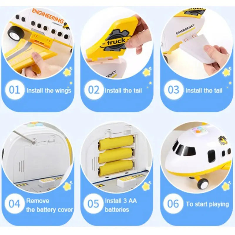Airplane Playset with Friction-Powered Plane and Lights, 20-Piece Role Play Set All Vera Mart