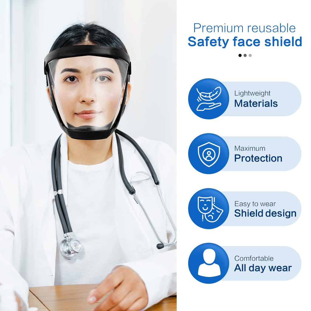 Full Face Shield with Anti-Fog Polycarbonate Visor and Adjustable Headband All Vera Mart