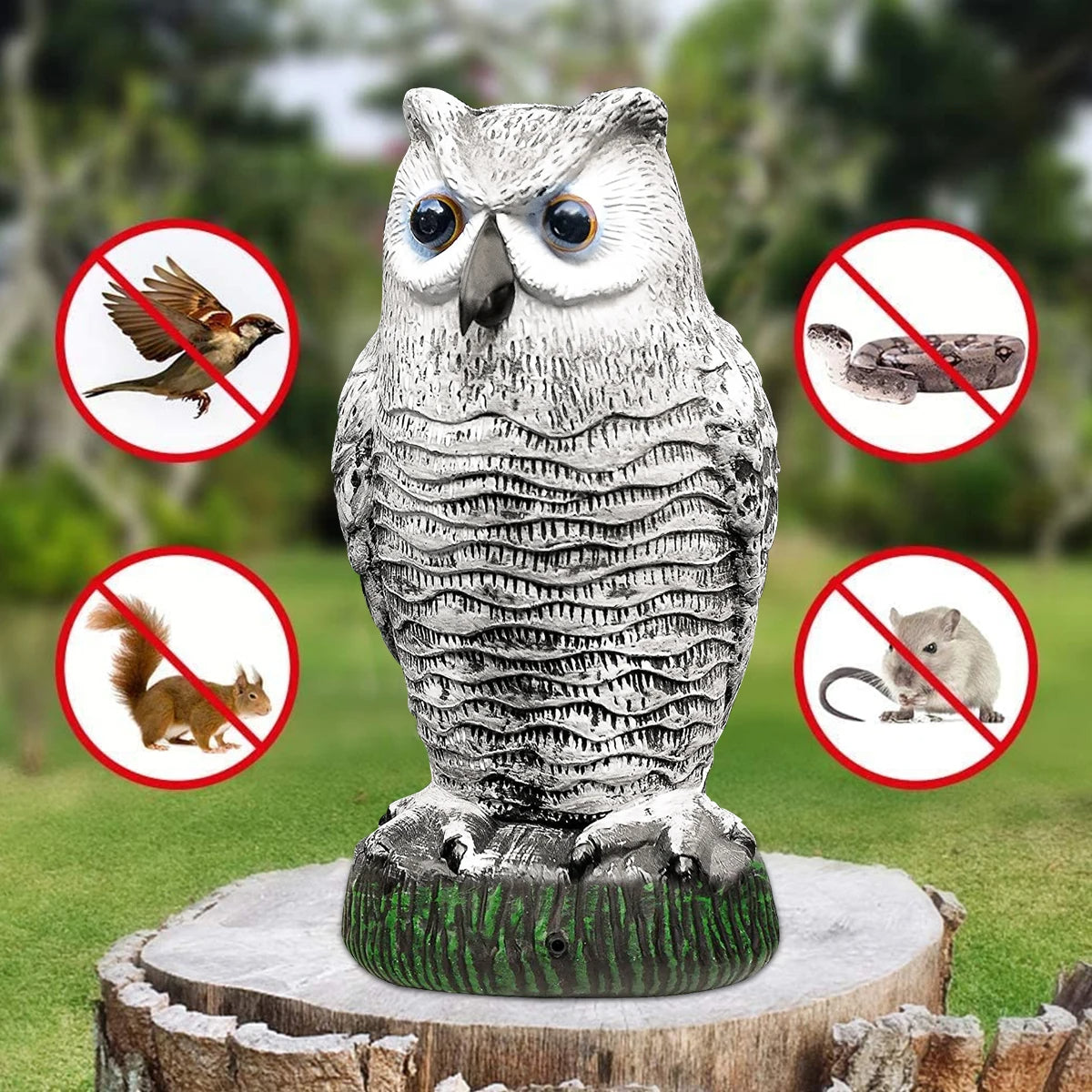 Rotating Owl Decoy with Flashing Eyes and Sound Effects All Vera Mart
