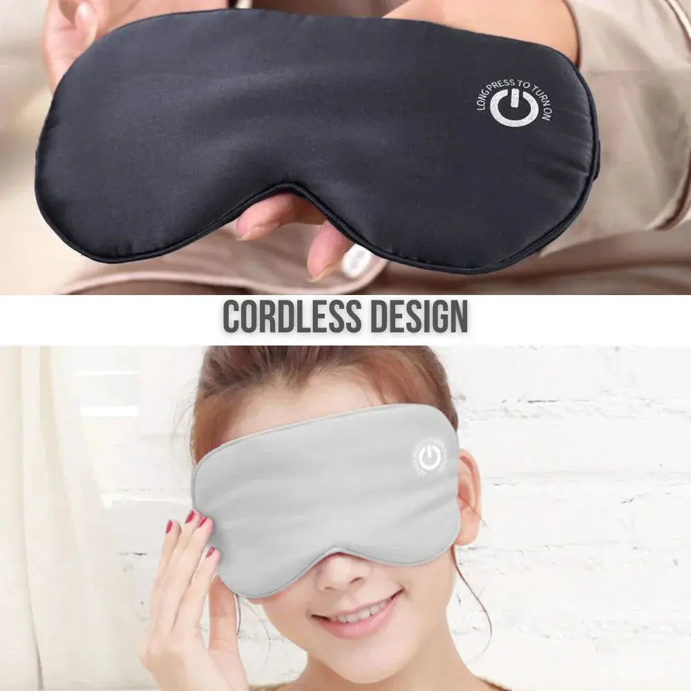 Heated Eye Mask with USB Rechargeable Battery and Gentle Vibration, Removable Silk Cover All Vera Mart