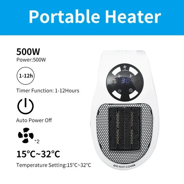 Compact Desktop Heater with Remote Control and 12-Hour Timer for Small Spaces All Vera Mart