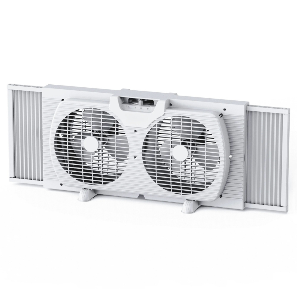 Twin Window Fan with Dual 12-Inch Blades and Reversible Airflow, Remote Control All Vera Mart