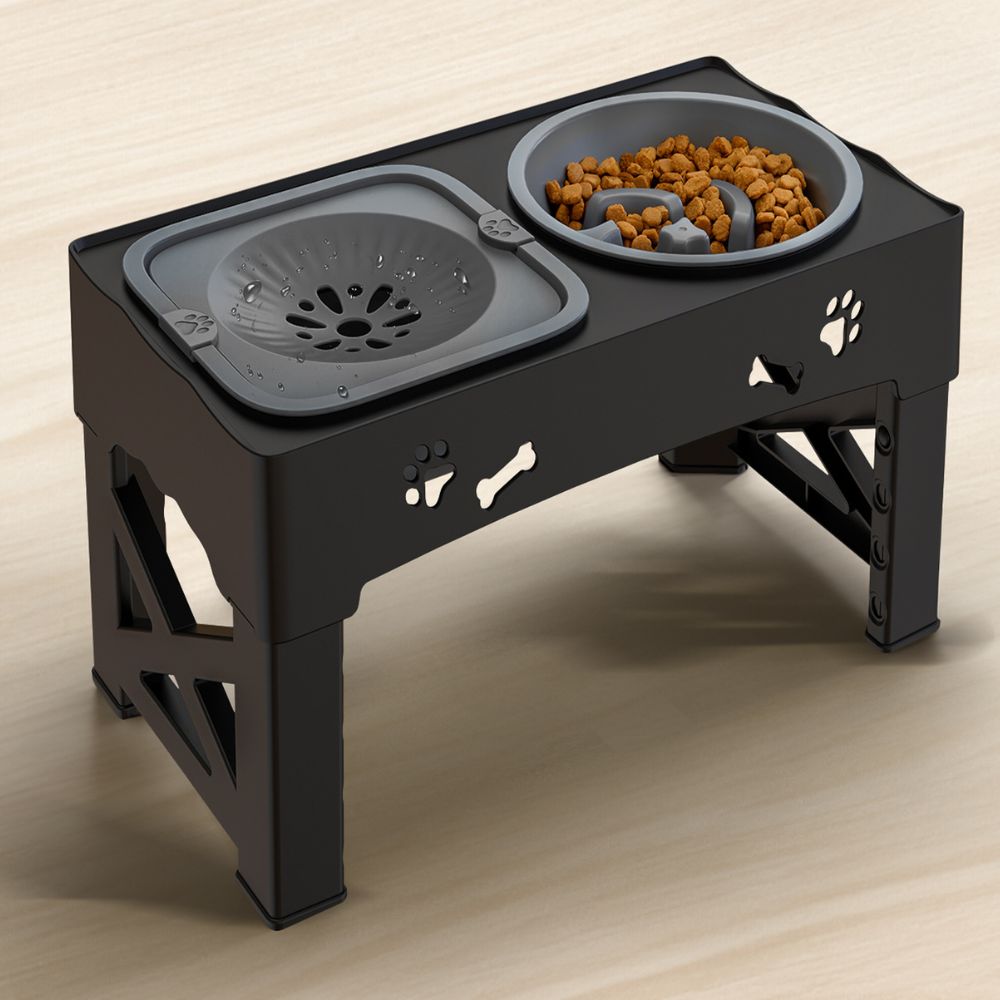 Raised Dog Slow Feeder Bowl with Maze Design and 5 Height Adjustments All Vera Mart