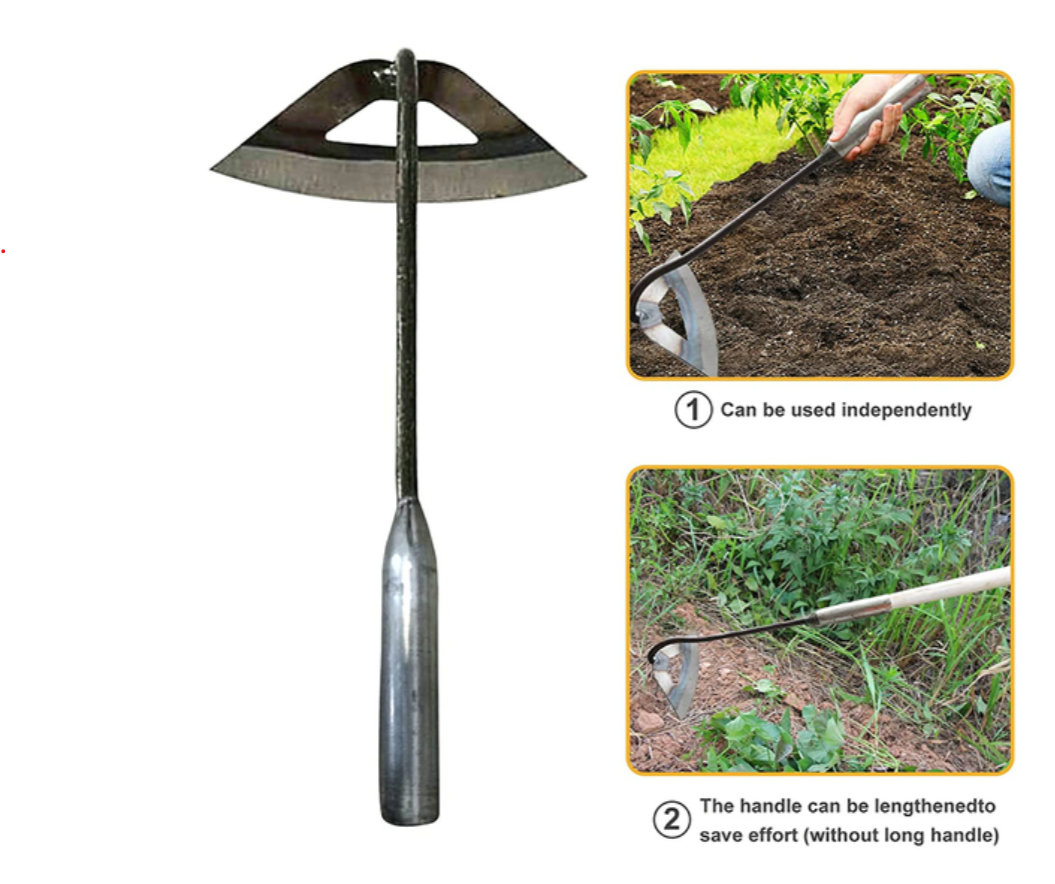 Steel Garden Hoe with Non-Slip Handle and Sharp Cutting Blade All Vera Mart