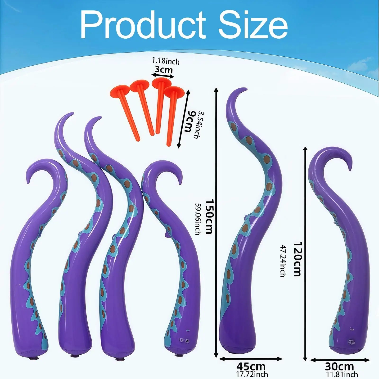 Inflatable Octopus Tentacles Set with Ground Anchors for Halloween Decorations All Vera Mart