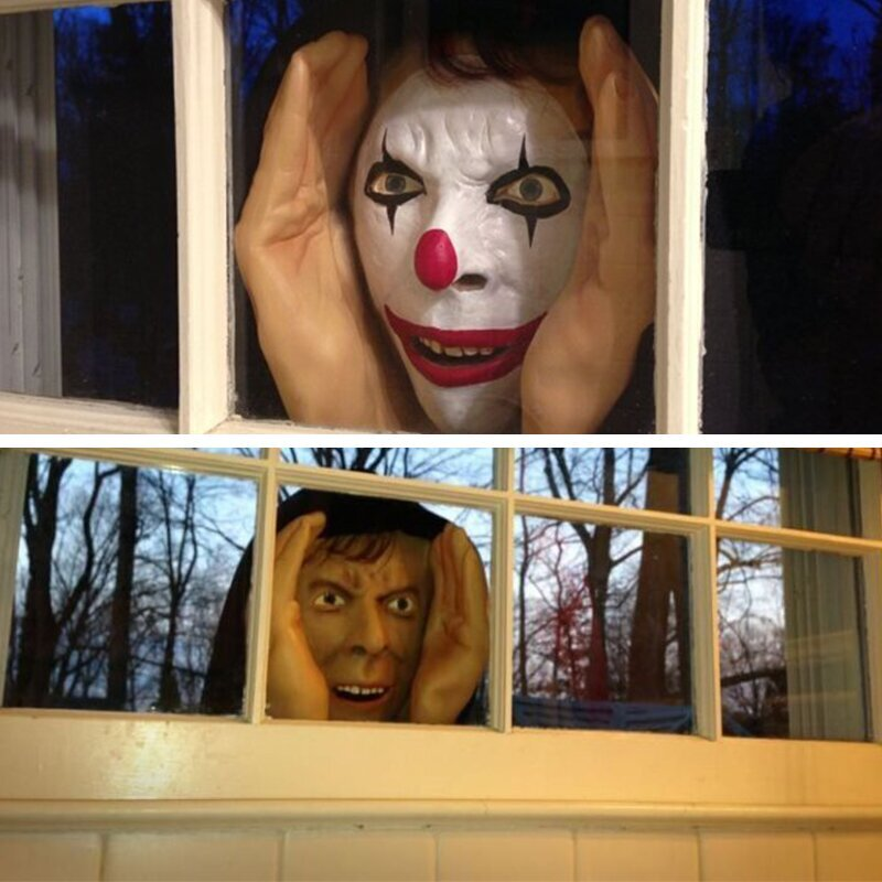 Window Peeper Halloween Decoration with Latex Face and Suction Cups, 21.65in Tall All Vera Mart