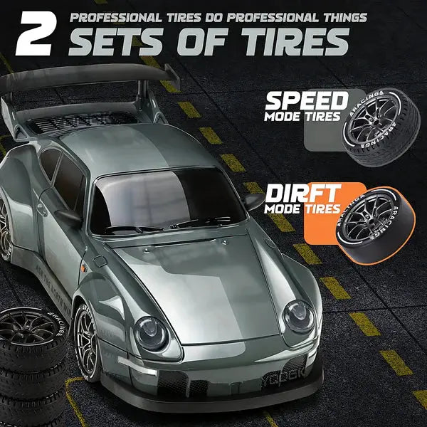 RC Drift Car with Four-Wheel Drive and LED Lights, Rechargeable Battery Included All Vera Mart