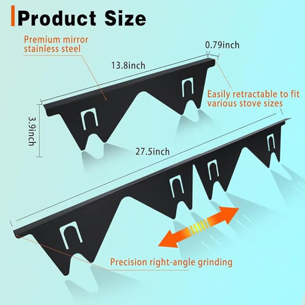 Telescoping Stove Gap Filler with Silicone Grips and Heat Resistant Design, 13.8-27.5in All Vera Mart